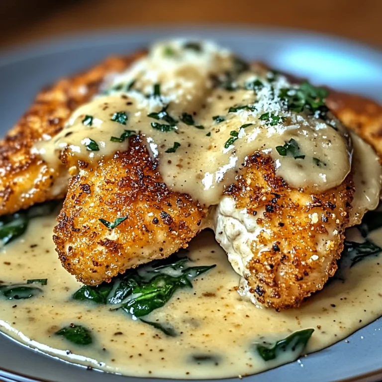 Crispy Parmesan Chicken with a Rich Garlic Sauce - Easy Dinner Idea