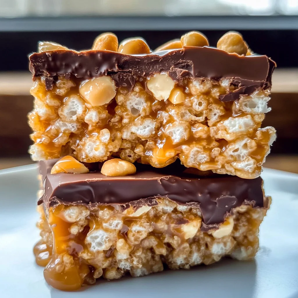 Caramel Peanut Rice Krispie Treats