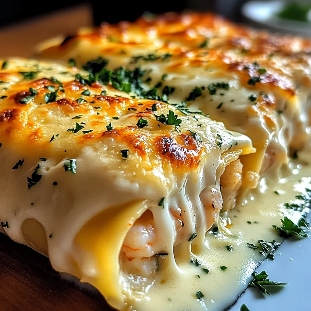 Dive into Decadence: Shrimp & Crab Alfredo Lasagna Roll-Ups You’ll Crave