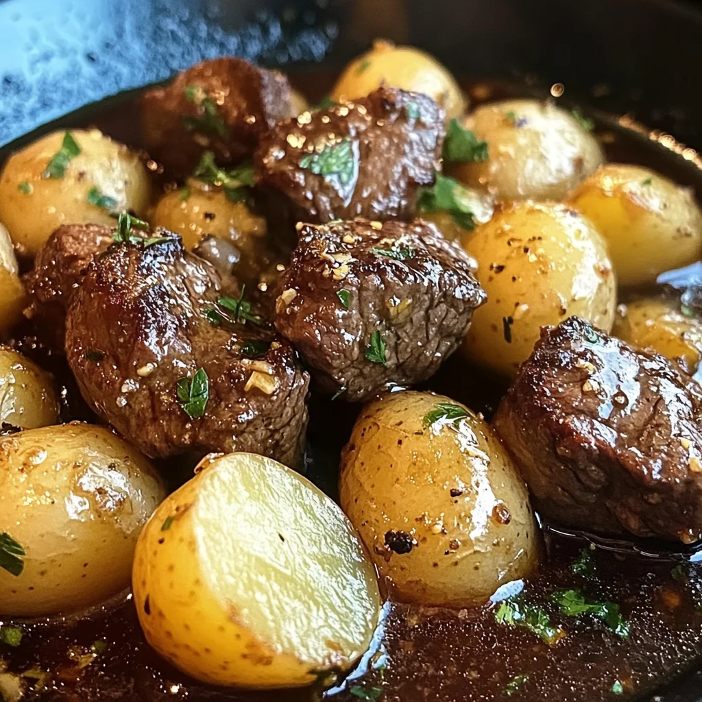 Garlic Butter Beef Bites with Potatoes