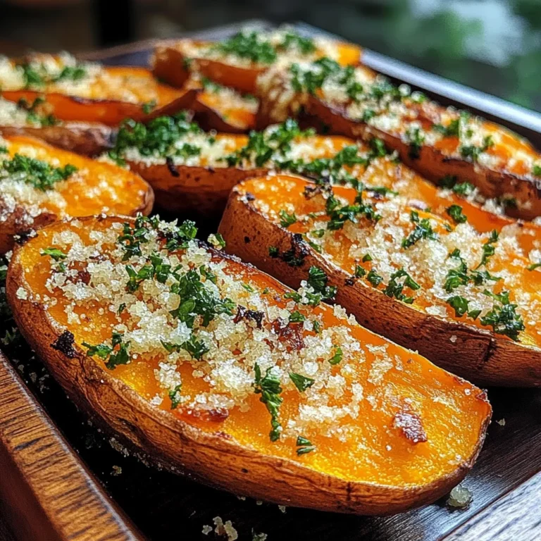 Garlic Parmesan Sweet Potato Wedges