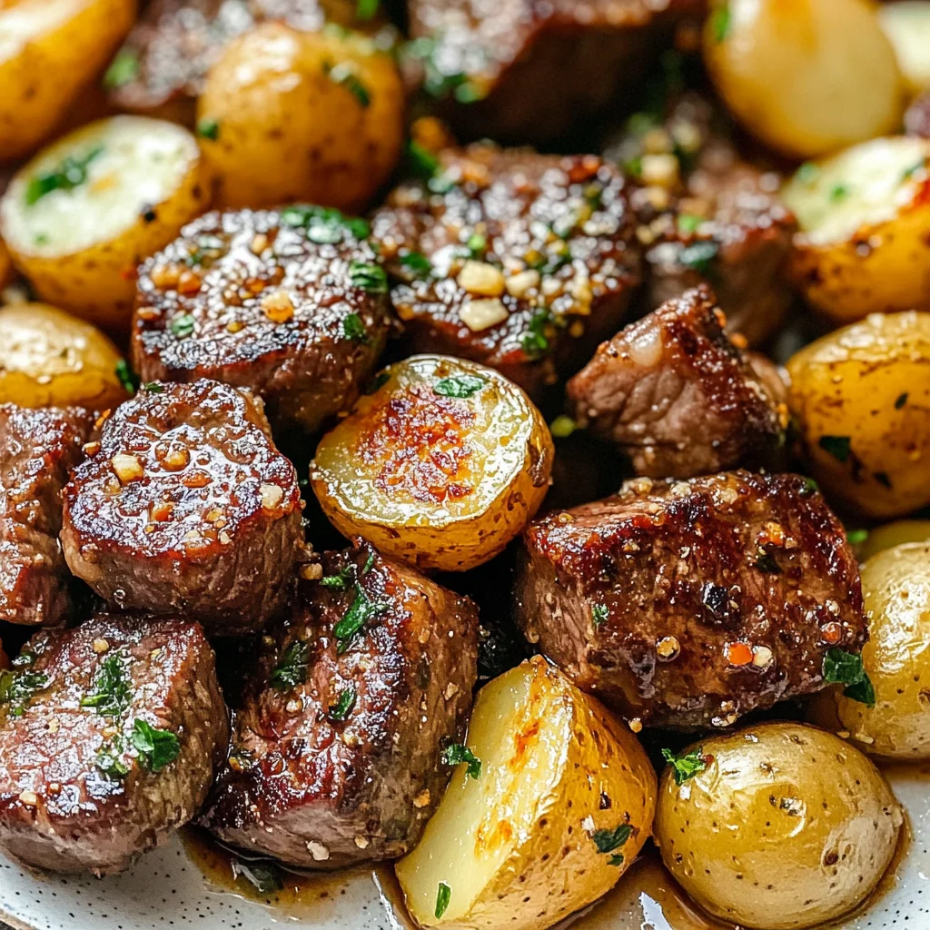Garlic Steak Bites and Potatoes