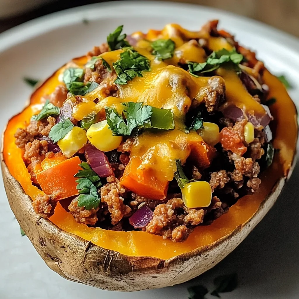 Ground Turkey Stuffed Sweet Potato