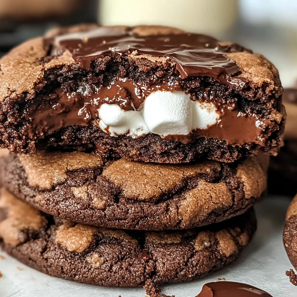 Marshmallow and Nutella Stuffed Chocolate Cookies