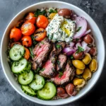 Mediterranean Steak Bowl with Tzatziki