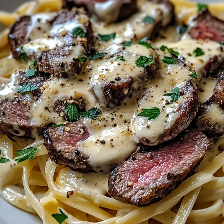 Savory Steak Gorgonzola Alfredo with Creamy Parmesan Sauce