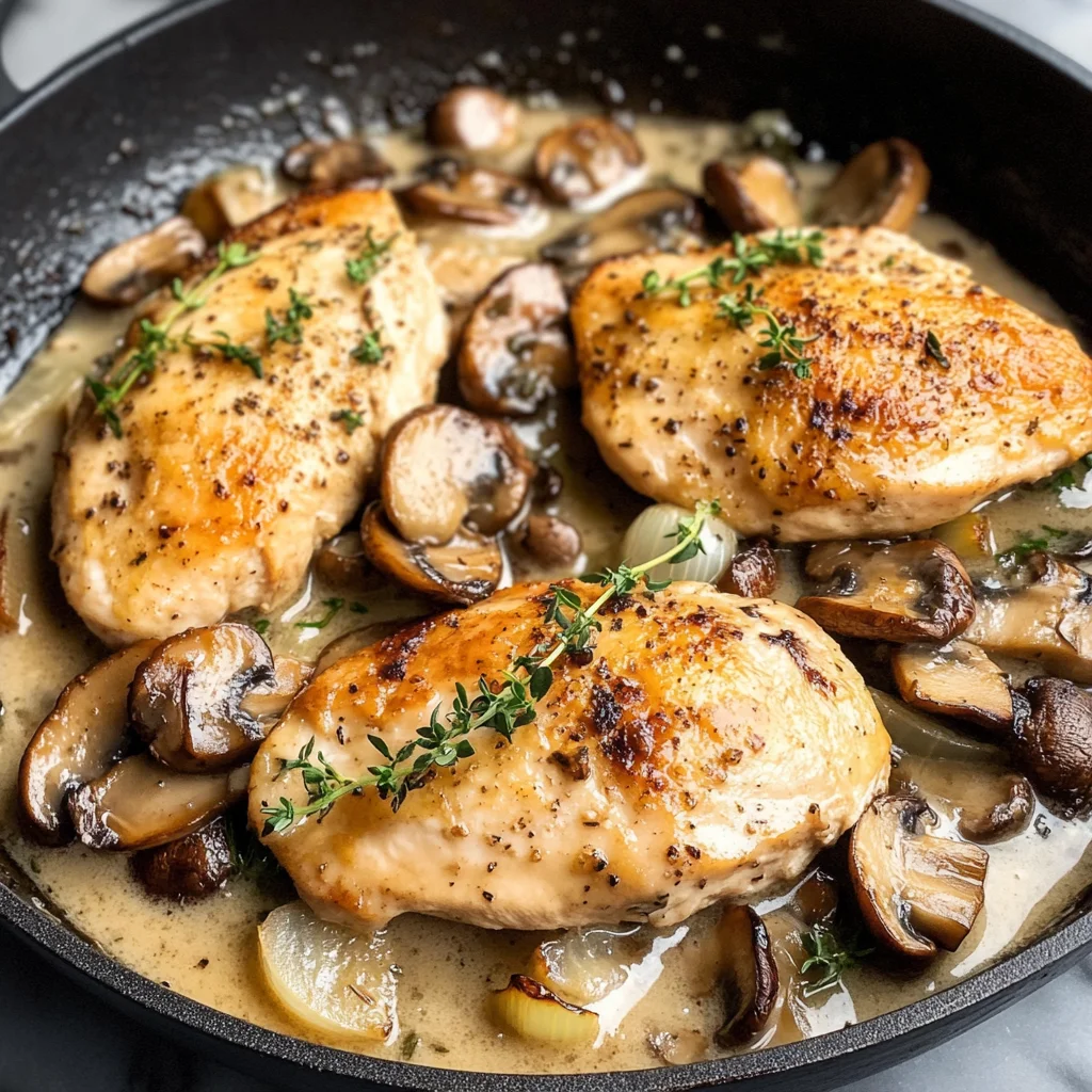 Skillet Chicken and Mushroom Wine Sauce