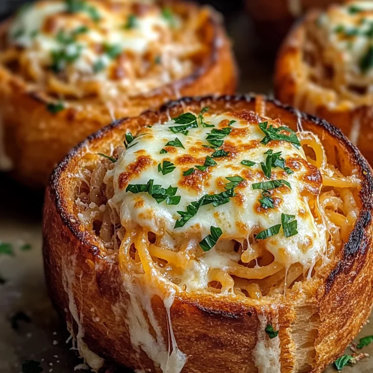 Spaghetti Garlic Bread Bowls