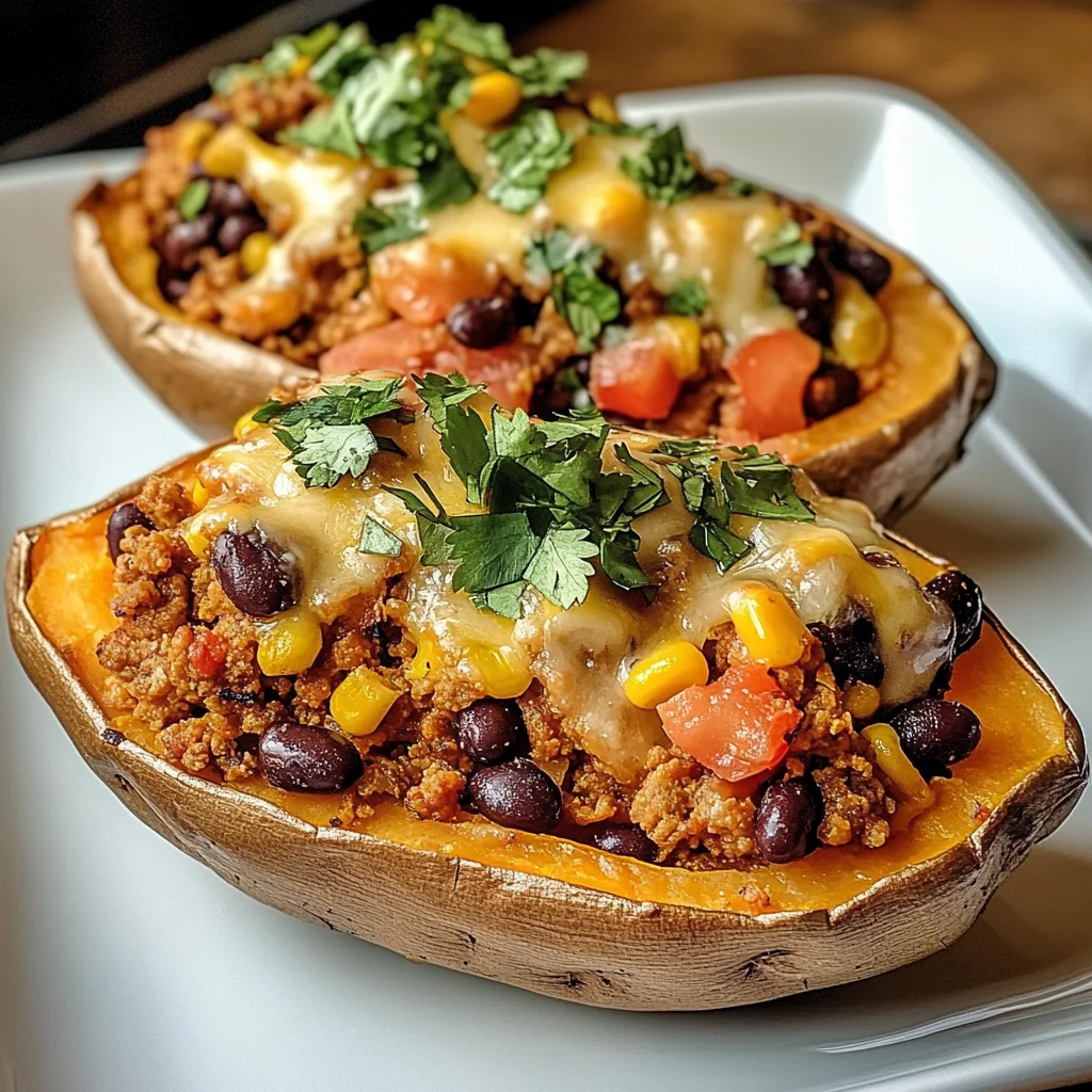 Stuffed Sweet Potatoes with Spiced Turkey and Black Beans