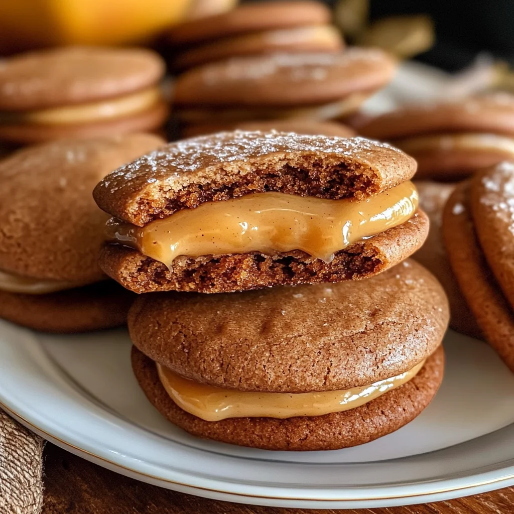 Apple Cider Whoopie Pie cookies with Caramel Filling