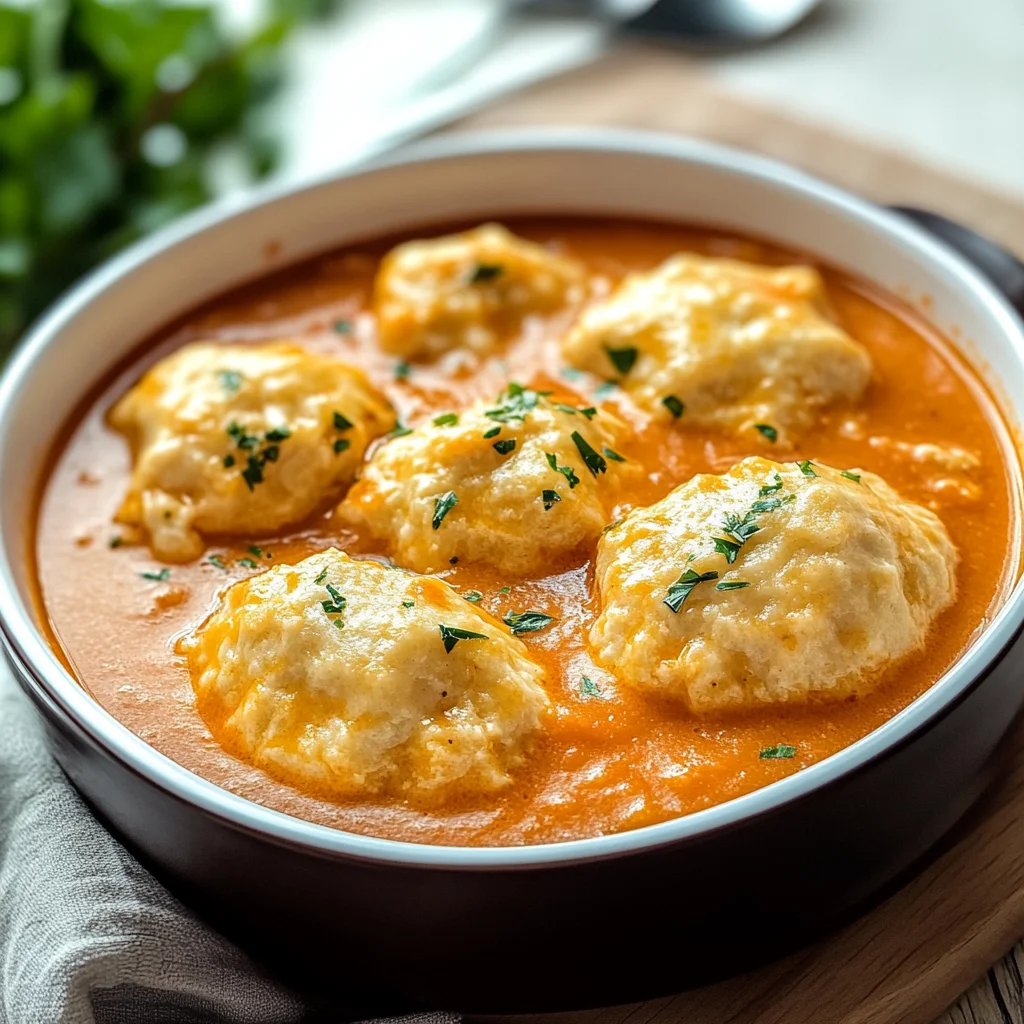 Best Tomato Soup with Cheddar Bay Dumplings