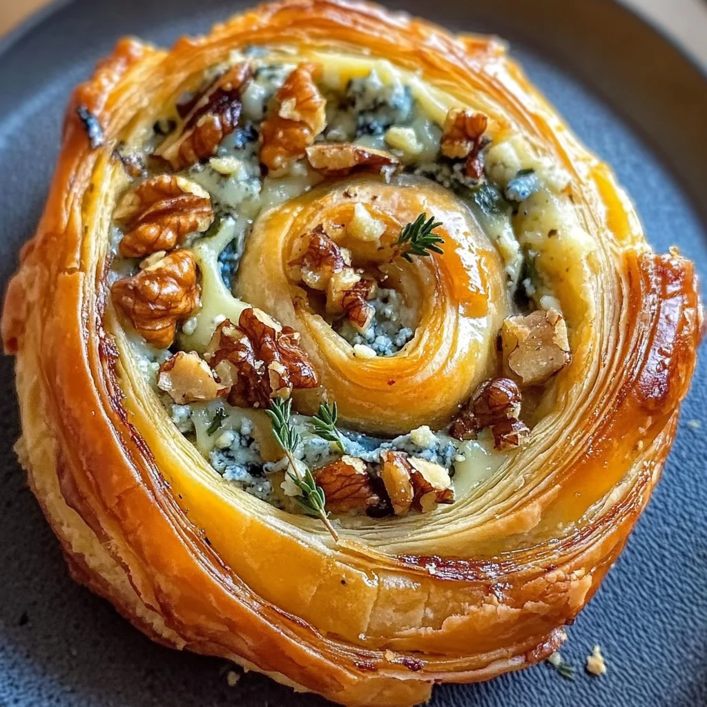 Blue Cheese Walnut Thyme Puff Pastry Twirl Recipe