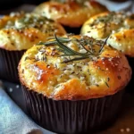 Easy Garlic Rosemary Focaccia Muffins