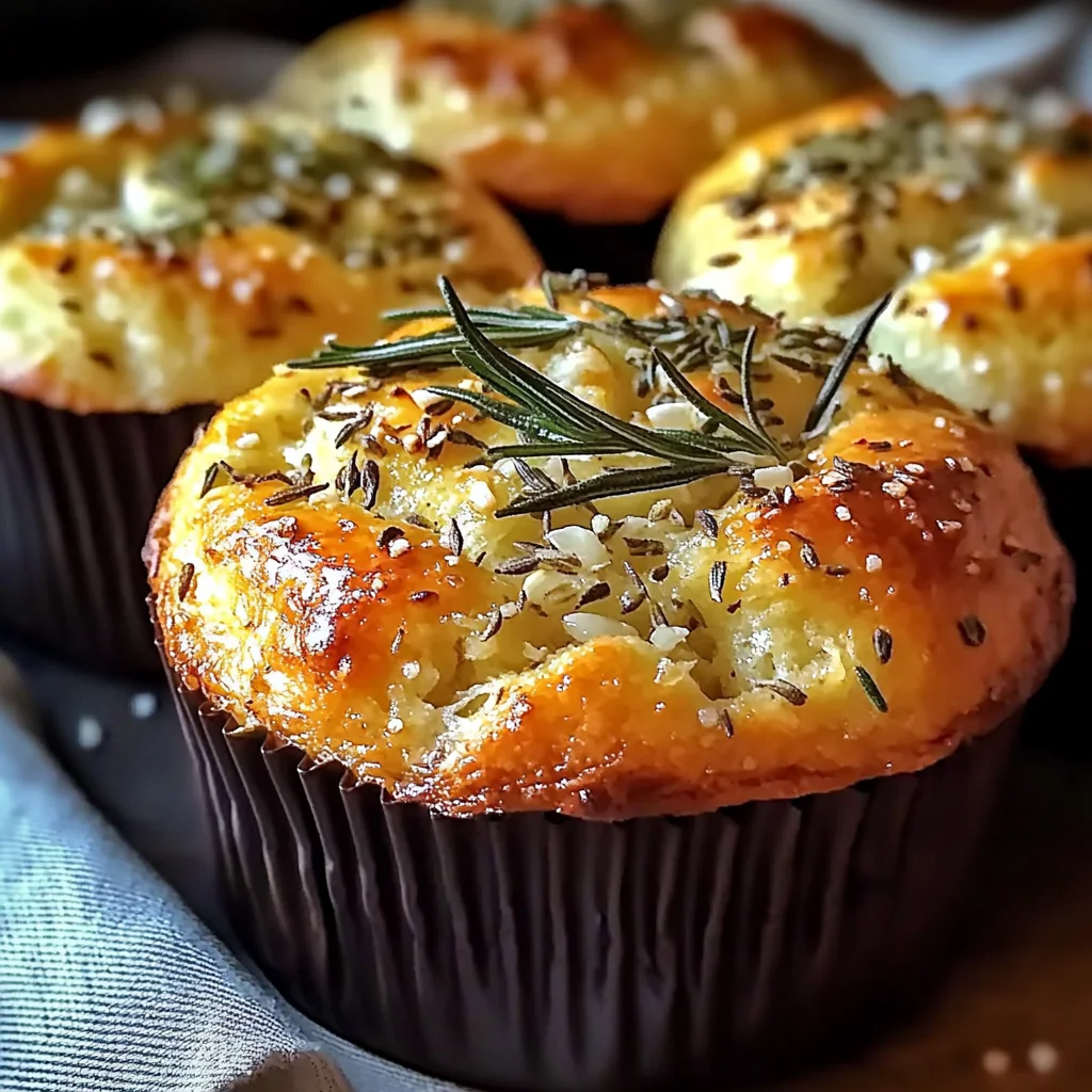 Easy Garlic Rosemary Focaccia Muffins