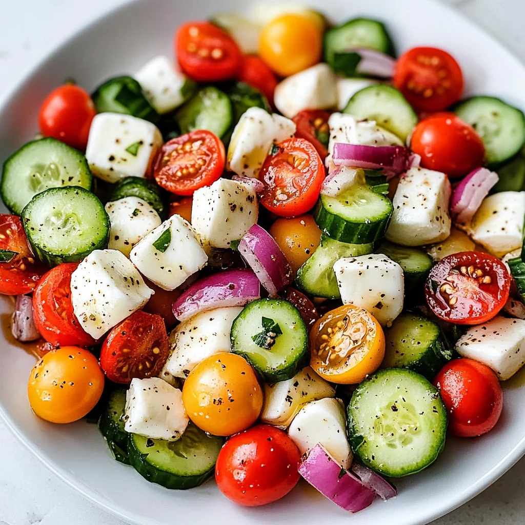 Fresh Cucumber Caprese Salad