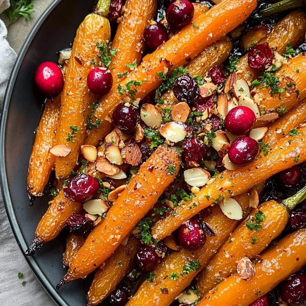 Maple roasted carrots with cranberries