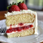 Moist Vanilla Cake with Strawberry Filling