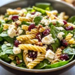 Spinach Pasta Salad with Feta and Cranberries