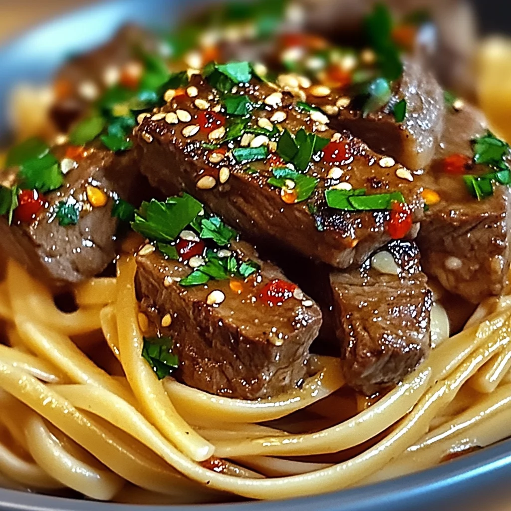 Sweet and Spicy Garlic Steak Pasta