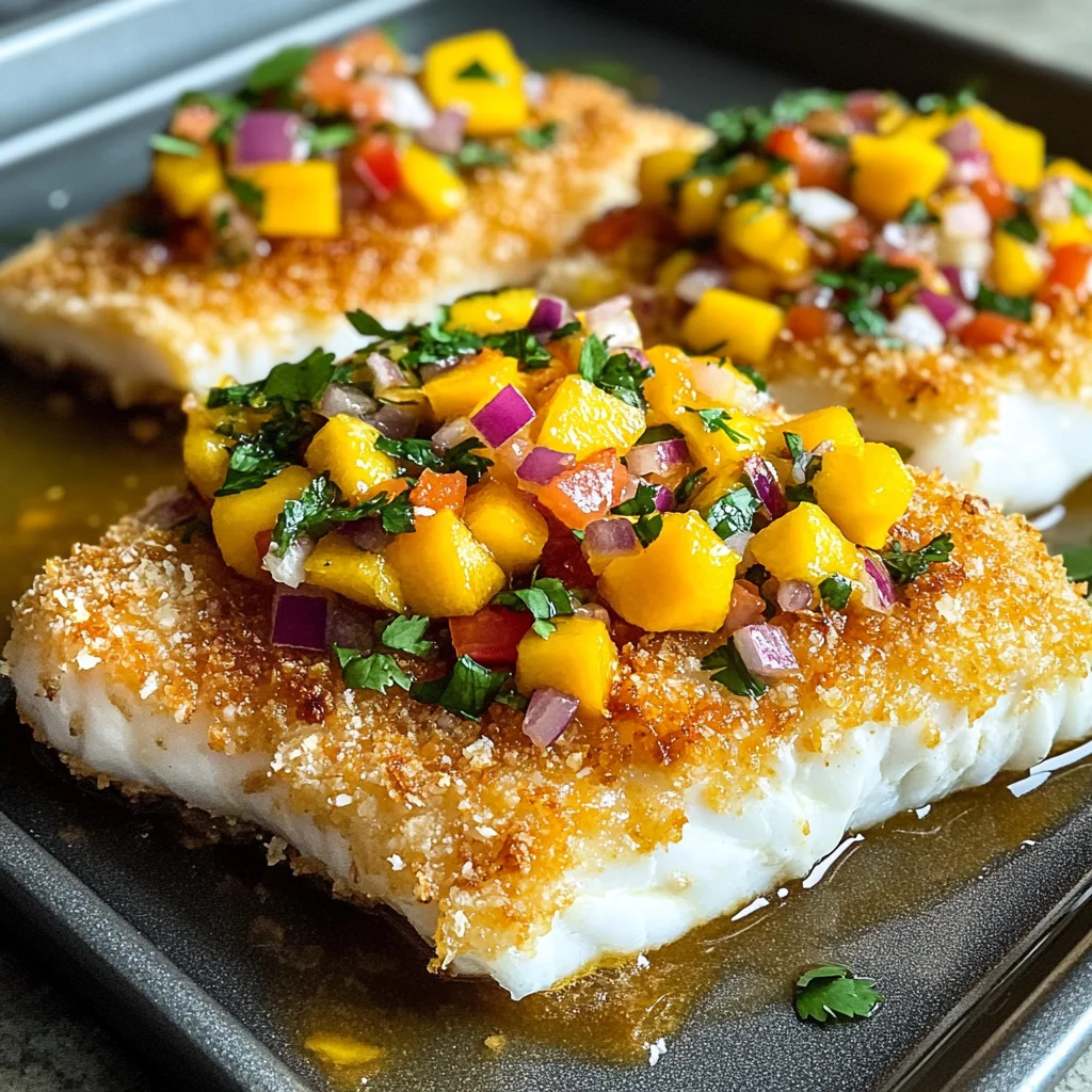 Tropical Coconut Crusted Fish with Mango Salsa