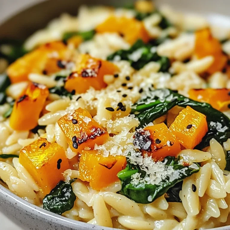 Creamy Orzo with Roasted Butternut Squash and Spinach