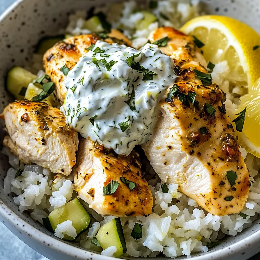 Easy Chicken Tzatziki Rice Bake