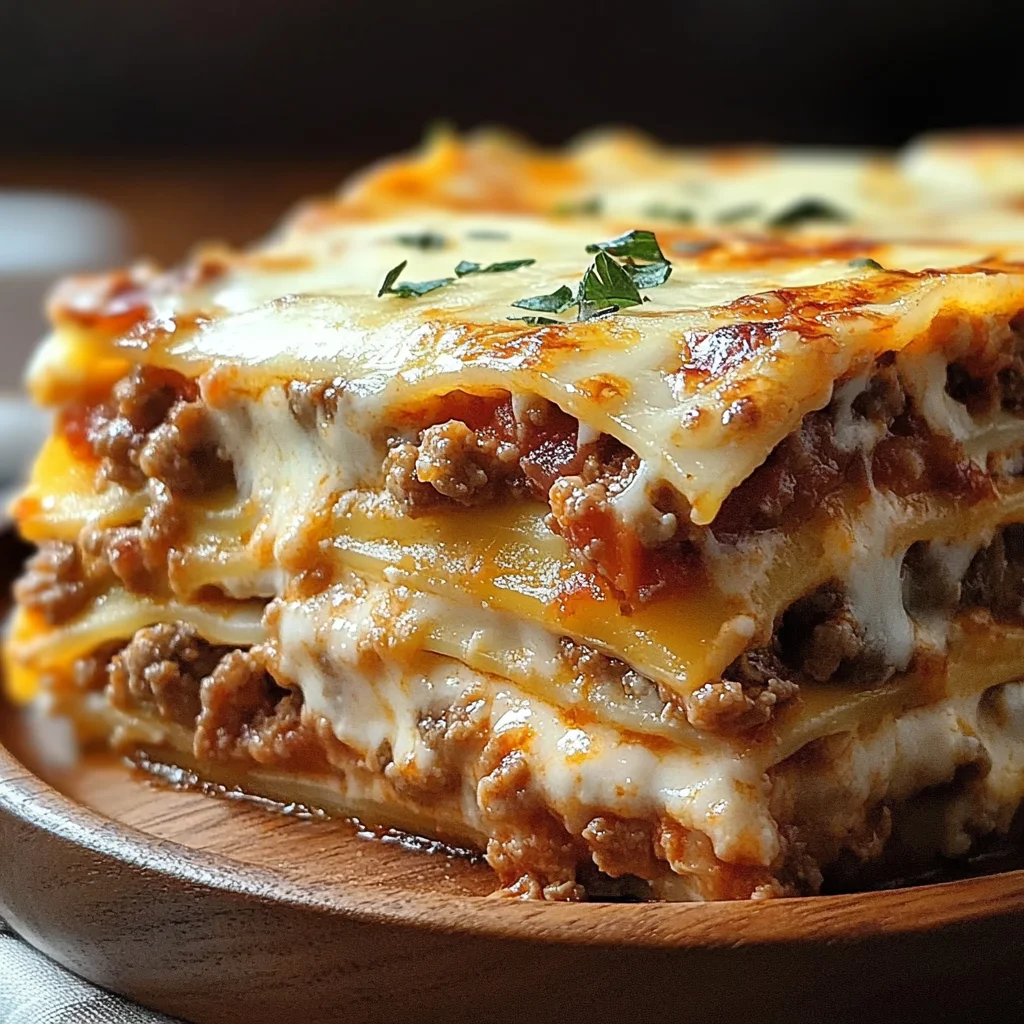 Parmesan Garlic Turkey Bacon Cheeseburger Lasagna Recipe